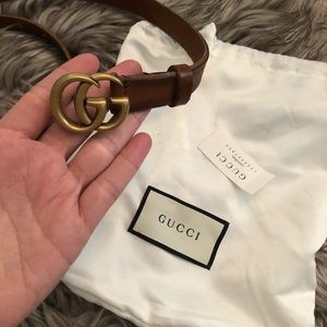 Authentic Leather belt with double G buckle